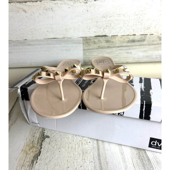 Dolce Vita Women's 8 Sunkissed Blush slip on jelly sandal new gold studded bow - Picture 4 of 7